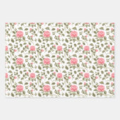 ヴィンテージ水彩ピンクローズ ラッピングペーパーシート (正面)