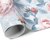 ヴィンテージ水彩ピンクローズ ラッピングペーパー (ロールコーナー)