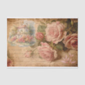 ヴィンテージ水彩ピンクローゼズデクページ 薄葉紙 (正面)