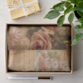 ヴィンテージ水彩ピンクローゼズデクページ 薄葉紙 (ギフト)