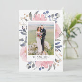 ヴィンテージ水彩ピンク結婚の花 サンキューカード (スタンド正面)