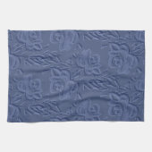 ヴィンテージ水彩フラワーブルー キッチンタオル (横)