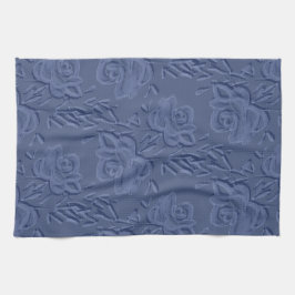 ヴィンテージ水彩フラワーブルー キッチンタオル