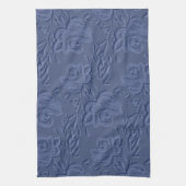 ヴィンテージ水彩フラワーブルー キッチンタオル (縦)