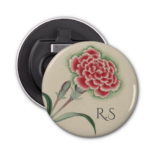 ヴィンテージ水彩フラワーモノグラム 栓抜き (正面)