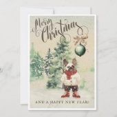 ヴィンテージ水彩フランスブルドッグカード シーズンカード (正面)