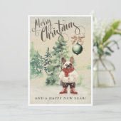 ヴィンテージ水彩フランスブルドッグカード シーズンカード (スタンド正面)