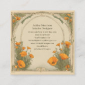 ヴィンテージ水彩フローラアールヌーボーポピー スクエア名刺 (裏面)