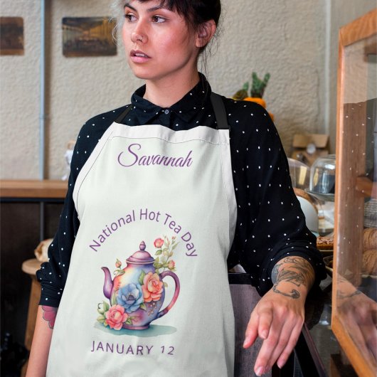 ヴィンテージ水彩フローラティーポットナショナルホットティー エプロン