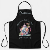 ヴィンテージ水彩フローラティーポットナショナルホットティー エプロン (正面)