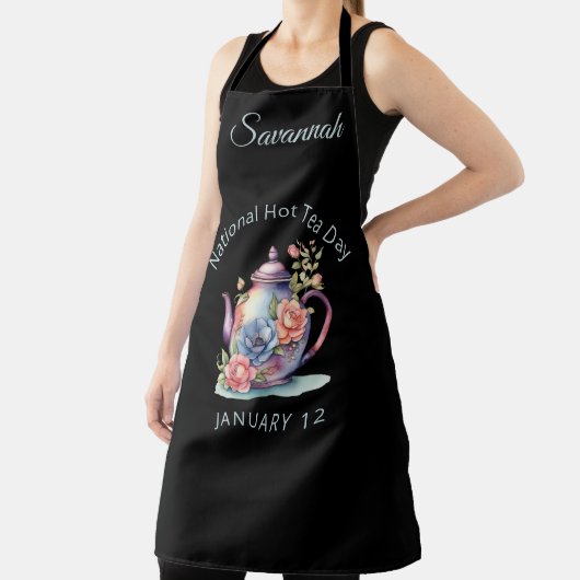 ヴィンテージ水彩フローラティーポットナショナルホットティー エプロン (インサイチュ)