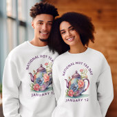 ヴィンテージ水彩フローラティーポットナショナルホットティー Tシャツ