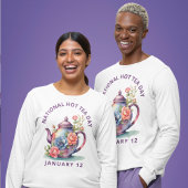 ヴィンテージ水彩フローラティーポットナショナルホットティー Tシャツ