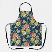 ヴィンテージ水彩フローラバラ背景 | エプロン (正面)