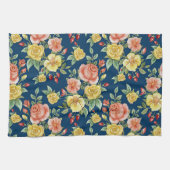 ヴィンテージ水彩フローラバラ背景 | キッチンタオル (横)
