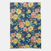 ヴィンテージ水彩フローラバラ背景 | キッチンタオル (縦)