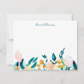 ヴィンテージ水彩フローラパーソナライズされたジェイドグリーン ノートカード (正面)