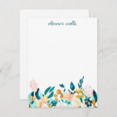 ヴィンテージ水彩フローラパーソナライズされた文具 ノートカード (正面/裏面)