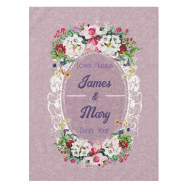 ヴィンテージ水彩フローラレースオーバルガーデンピンク テーブルクロス