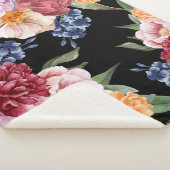 ヴィンテージ水彩フローラ及び植物黒 シェルパブランケット (3/4)