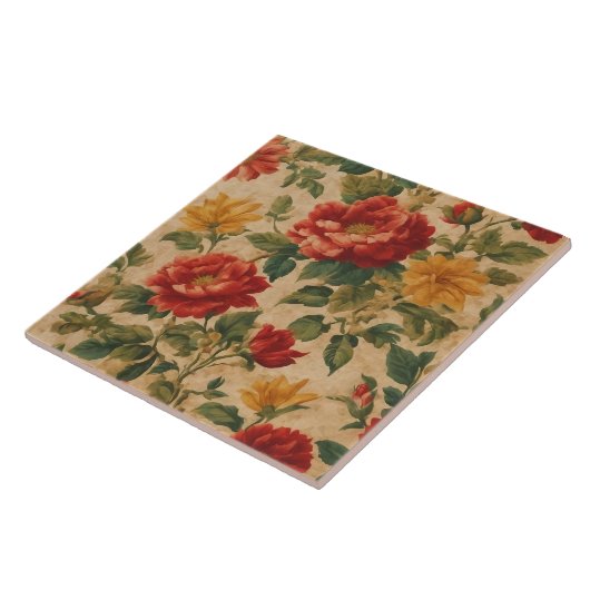 ヴィンテージ水彩フローラ収モダン集 タイル (側面)