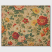 ヴィンテージ水彩フローラ収人気がある集 ラッピングペーパー (フラット)