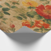 ヴィンテージ水彩フローラ収人気がある集 ラッピングペーパー (角)