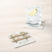 ヴィンテージ水彩フローラ皿を棚に スクエアペーパーコースター (インサイチュ)