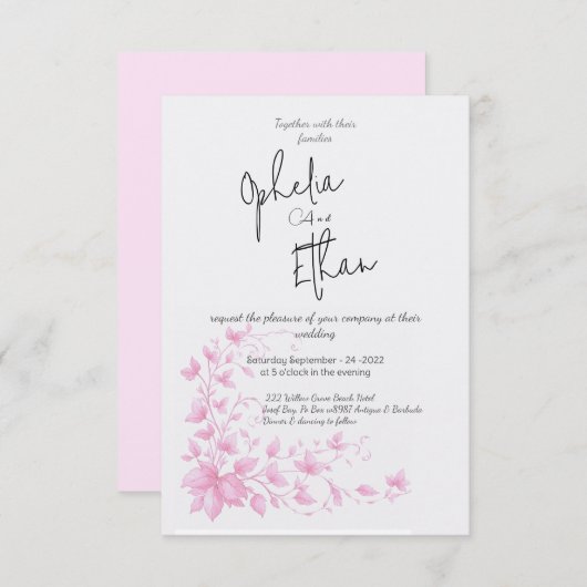 ヴィンテージ水彩フローラ結婚式招待状 招待状 (正面/裏面)