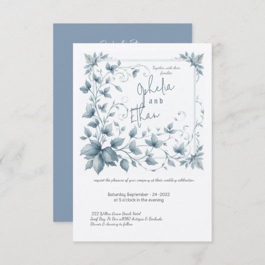 ヴィンテージ水彩フローラ結婚式招待状 招待状 (正面/裏面)