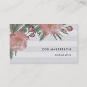 ヴィンテージ水彩フローラ ストライプ 名刺 (正面)