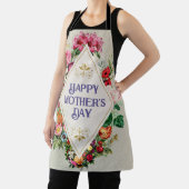 ヴィンテージ水彩フローリッシュフラワーガーデングレー エプロン (インサイチュ)