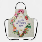 ヴィンテージ水彩フローリッシュフラワーガーデングレー エプロン (正面)