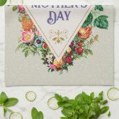 ヴィンテージ水彩フローリッシュフラワーガーデングレー キッチンタオル (折り畳み)