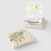 ヴィンテージ水彩ブドウつる植物 ストーンコースター (横)