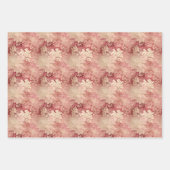 ヴィンテージ水彩ブルゴーニュ及び金ゴールドダマスク ラッピングペーパーシート (正面3)