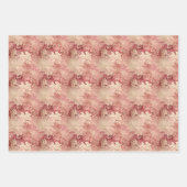 ヴィンテージ水彩ブルゴーニュ及び金ゴールドダマスク ラッピングペーパーシート (正面)