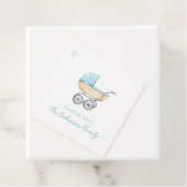 ヴィンテージ水彩ブルーベビーカーありがとう フェイバータグ (インサイチュ)