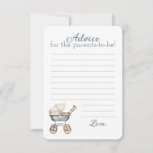 ヴィンテージ水彩ブルーベビーキャリッジベビーアドバイス ノートカード (正面)