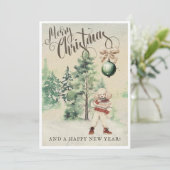 ヴィンテージ水彩プードル犬 シーズンカード (スタンド正面)