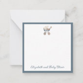 ヴィンテージ水彩ベビー台車パーソナライズされた ノートカード (正面)