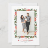 ヴィンテージ水彩ポインセチアスパインの写真 シーズンカード (正面)