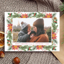 ヴィンテージ水彩ポインセチア水平写真