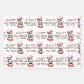 ヴィンテージ水彩マカロンクッキー誕生日 ラッピングペーパーシート (正面2)