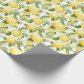ヴィンテージ水彩ライムレモンと緑のパターン ラッピングペーパー (角)