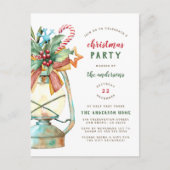 ヴィンテージ水彩ランプクリスマスパーティー インビテーションポストカード (正面)