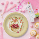 ヴィンテージ水彩リンゴ籠秋リースハート ペーパープレート (パーティー)