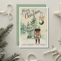 ヴィンテージ水彩ロットワイラー犬のホリデーカード