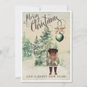 ヴィンテージ水彩ロットワイラー犬のホリデーカード シーズンカード (正面)