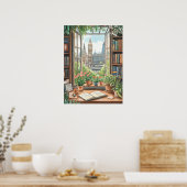 ヴィンテージ水彩ロンドンウィンドウシーン ポスター (キッチン)